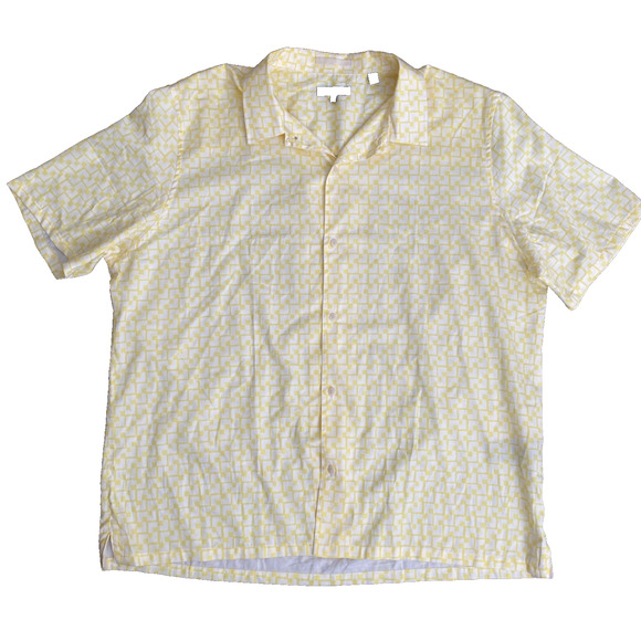 TED BAKER Tiser Geo Short Sleeve Cotton Button up Shirt Yellow 7 3XL - Picture 5 of 7